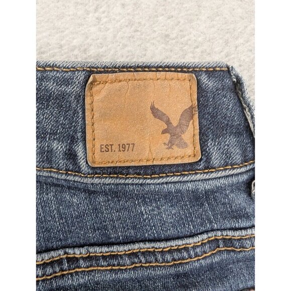American Eagle Jeans Womens Size 2 Blue Skinny Embellished Flap Back Pockets - Picture 13 of 16
